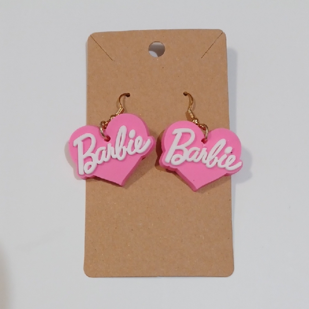 Pink Heart Barbie Earrings